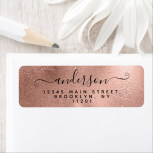 Elegant Calligraphy Script Black Name Rose Gold