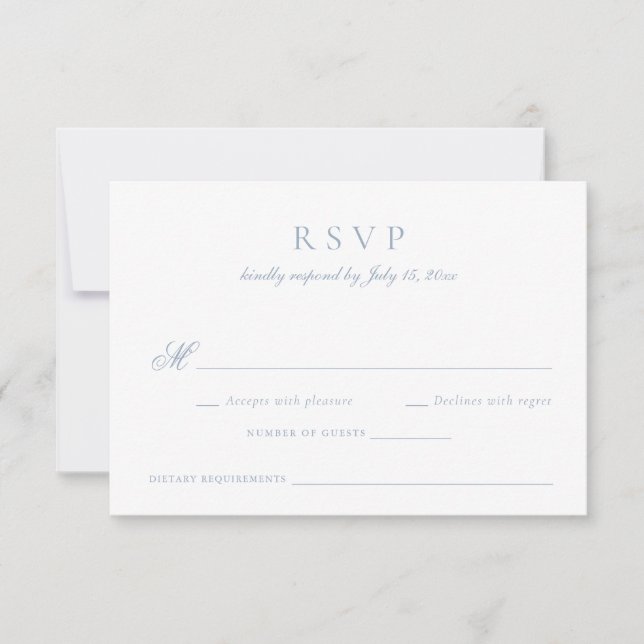Elegant Calligraphy Script Blue Wedding RSVP Invitation (Front)
