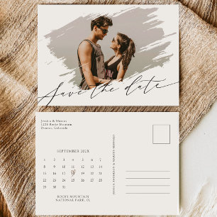 Elegant Calligraphy Script Calendar Photo Wedding Save The Date