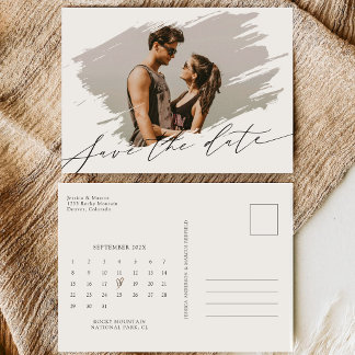 Elegant Calligraphy Script Calendar Photo Wedding Save The Date