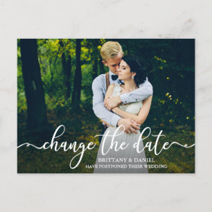 Elegant Calligraphy Script Change The Date Photo Postcard