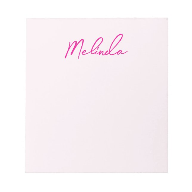 Elegant Calligraphy Script Customizable Pink Notepad (Front)