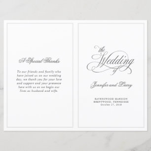 Elegant Calligraphy Script Folded Wedding Program