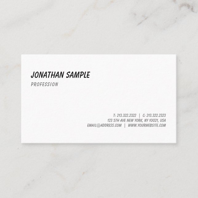 Elegant Calligraphy Script Font Sleek Template Top Business Card (Front)