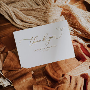 Elegant Calligraphy Script Gold Wedding Thank You Card