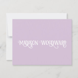 Elegant Calligraphy Script Light Lavender Note Car Card