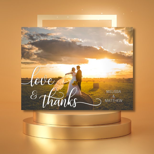 Elegant Calligraphy Script LOVE & THANKS  w/ PHOTO Postcard (Creator Uploaded)