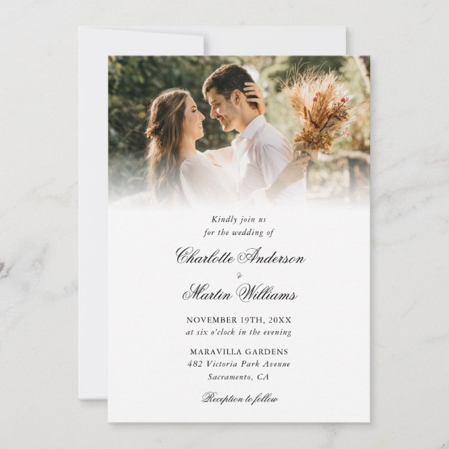 Elegant Calligraphy Script Modern 4 Photo Wedding Invitation (Front)