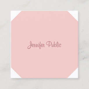 Elegant Calligraphy Script Modern Blush Pink Square Business Card