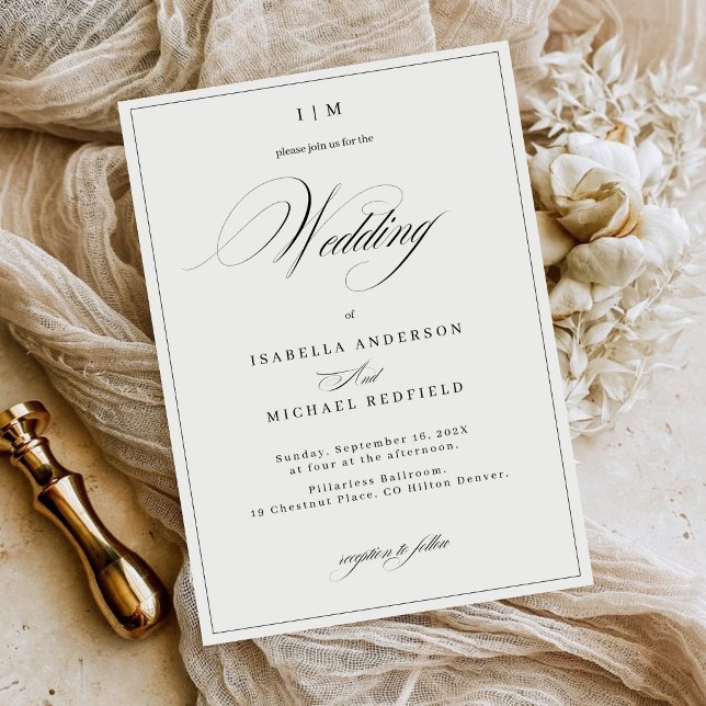Elegant Calligraphy Script Monogram Wedding Invitation (Creator Uploaded)