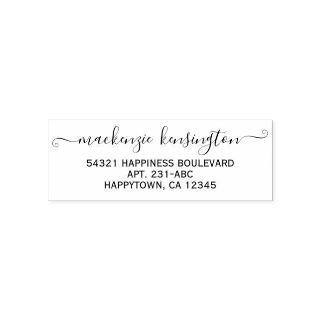 Elegant Calligraphy Script Name Address Self-inking Stamp (Design)