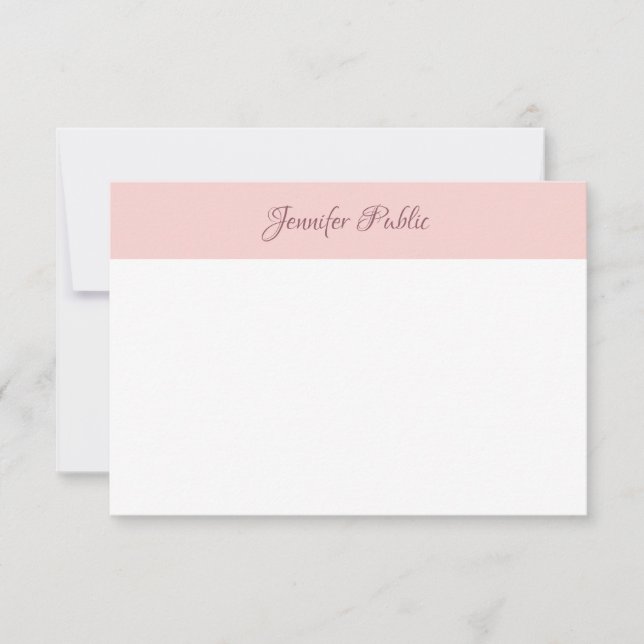 Elegant Calligraphy Script Name Blush Pink White Card (Front)