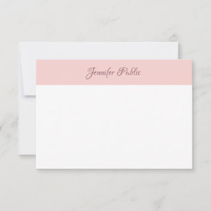 Elegant Calligraphy Script Name Blush Pink White Card