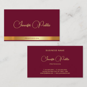 Elegant Calligraphy Script Name Gold Text Ruby Red Business Card