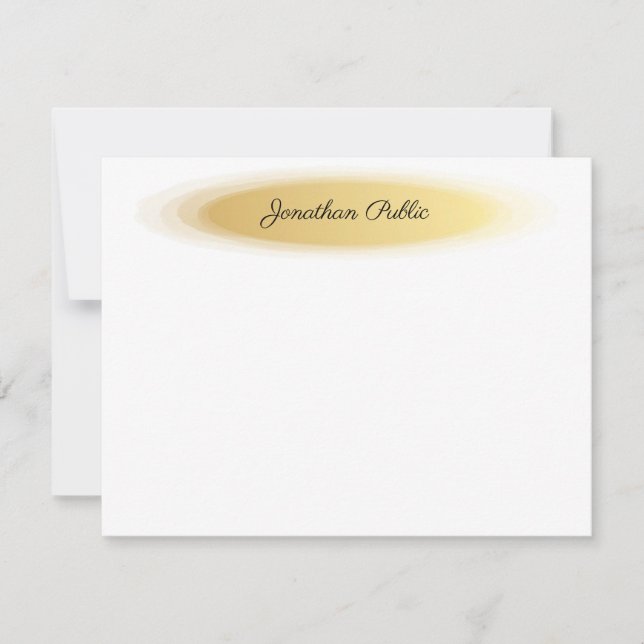 Elegant Calligraphy Script Name Gold White Trendy Card (Front)