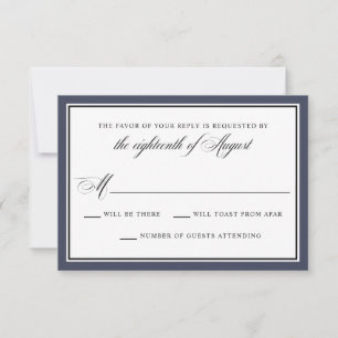 Elegant Calligraphy Script Navy Blue Wedding RSVP Card