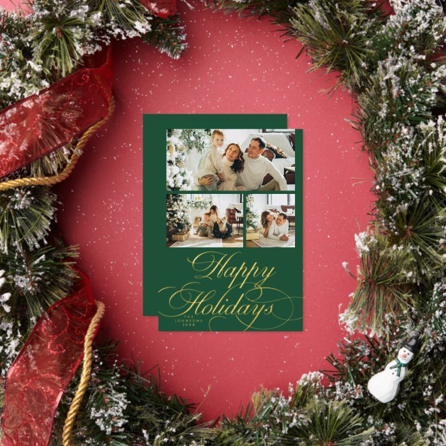 Elegant Calligraphy Script Photo Christmas Card (Insitu)