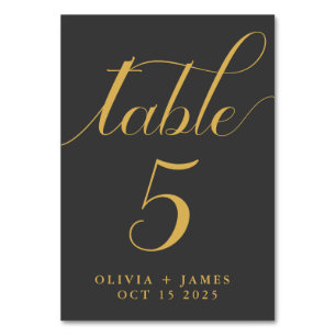 Elegant Calligraphy Script Photo Gold Wedding  Table Number