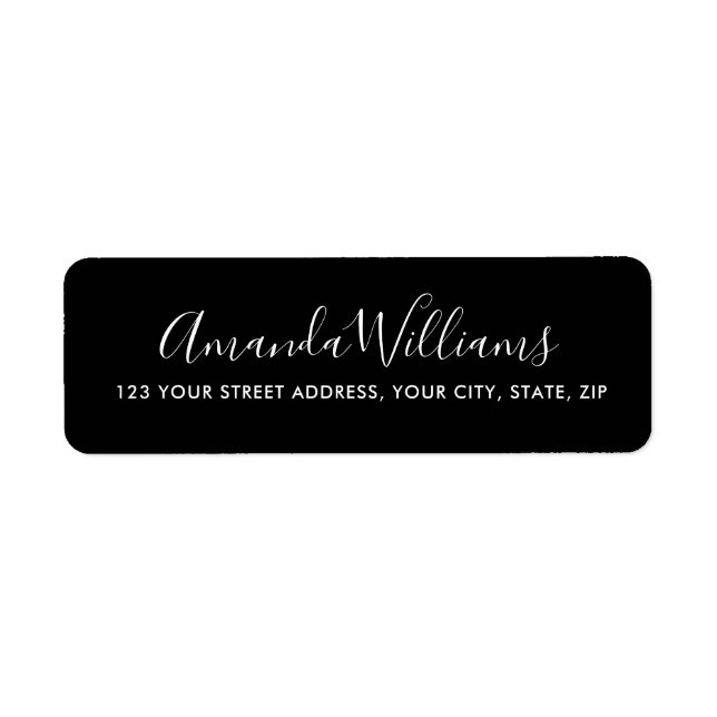Elegant calligraphy script simple black address (Front)
