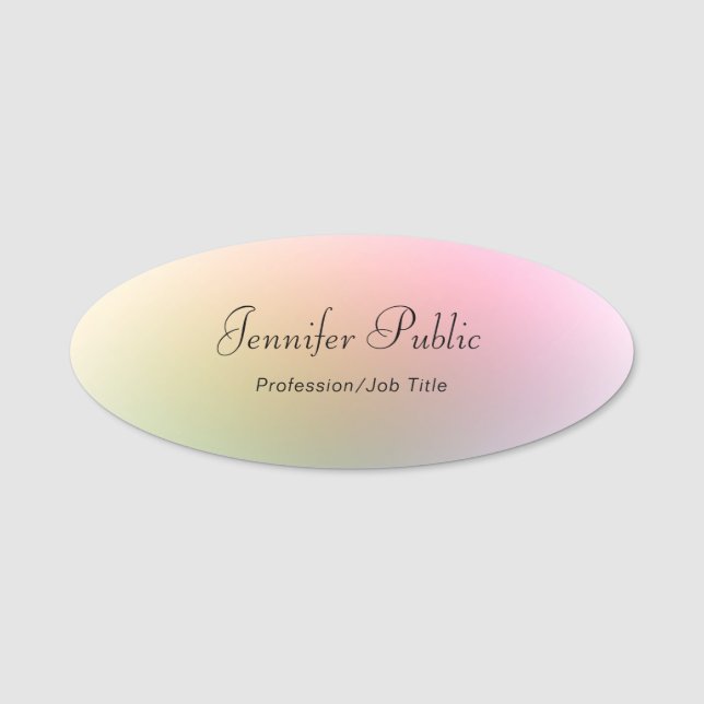 Elegant Calligraphy Script Text Colourful Template Name Tag (Front)