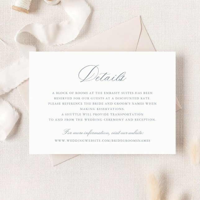 Elegant Calligraphy Script Wedding Details Insert  Invitation (Creator Uploaded)