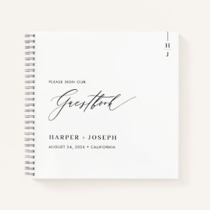 Elegant Calligraphy Script Wedding Guest Book