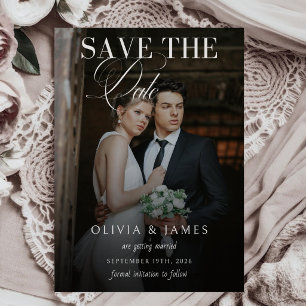 Elegant Calligraphy Script Wedding Photo Save The Date