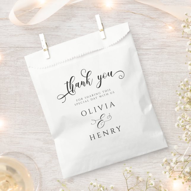 Elegant Calligraphy Script Wedding Thank You Favour Bag (Clipped)