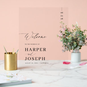 Elegant Calligraphy Script Wedding Welcome Acrylic Sign
