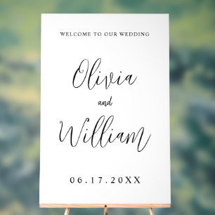 Elegant Calligraphy Script Wedding Welcome Acrylic Sign
