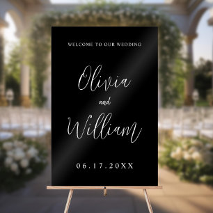 Elegant Calligraphy Script Wedding Welcome Acrylic Sign