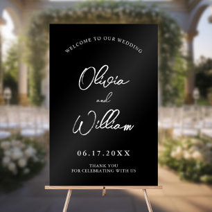 Elegant Calligraphy Script Wedding Welcome Acrylic Sign