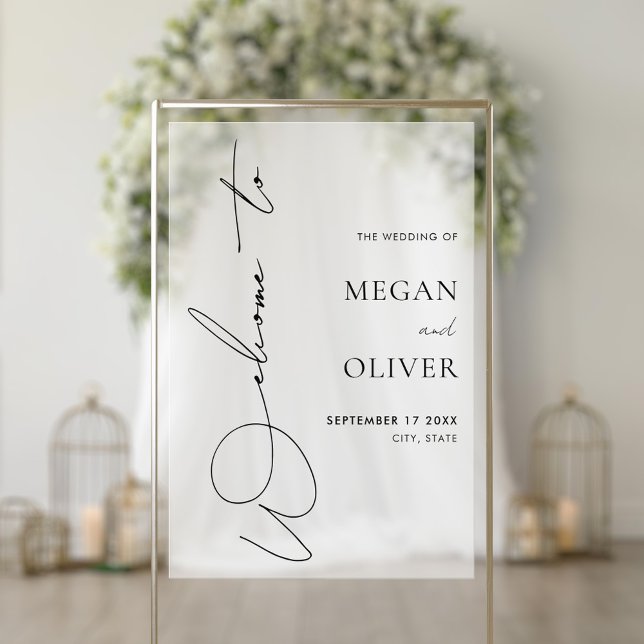 Elegant Calligraphy Script Wedding Welcome Frosted Acrylic Sign (Creator Uploaded)