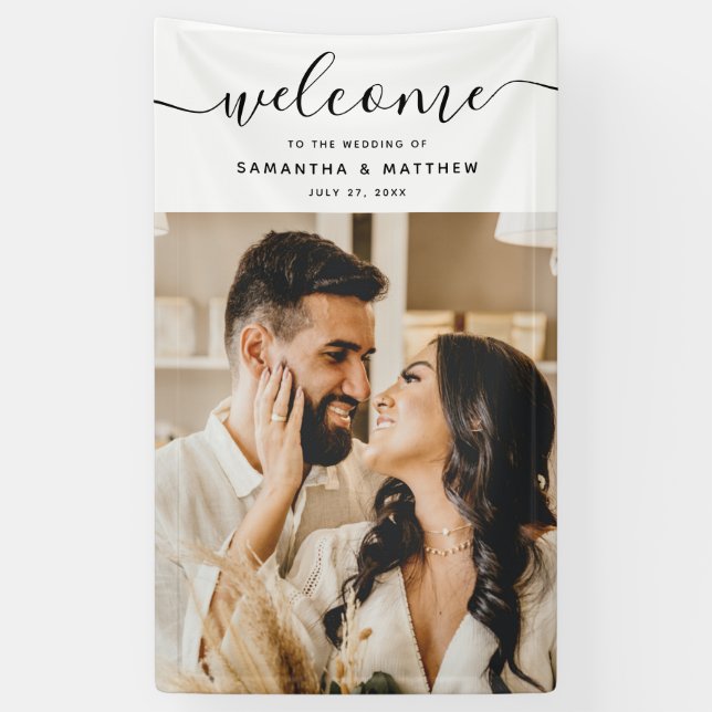 Elegant Calligraphy Script Welcome To The Wedding Banner (Vertical)
