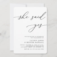 Elegant Calligraphy She Said Yes Engagement Party