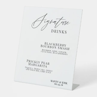 Elegant Calligraphy Signature Drinks Pedestal Sign