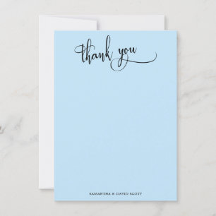 Elegant Calligraphy Simple Baby Blue Thank You Card