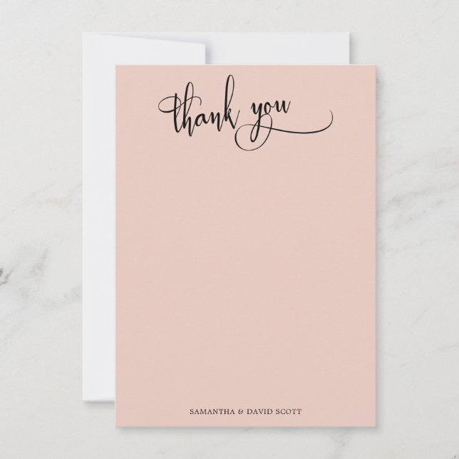 Elegant Calligraphy Simple Blush Pink Thank You (Front)