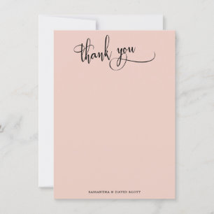Elegant Calligraphy Simple Blush Pink Thank You Card