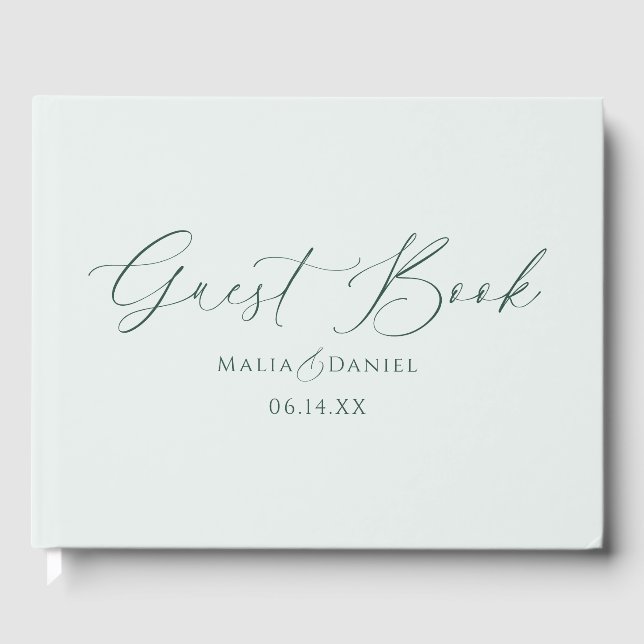 Elegant Calligraphy Simple Couples Wedding Guest Book (Front)