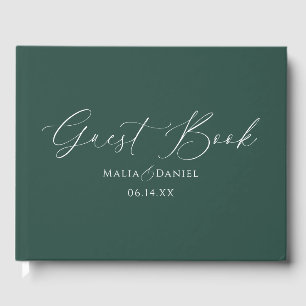 Elegant Calligraphy Simple Couples Wedding Guest Book