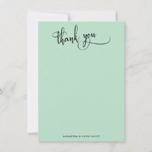 Elegant Calligraphy Simple Iced Mint Thank You Card