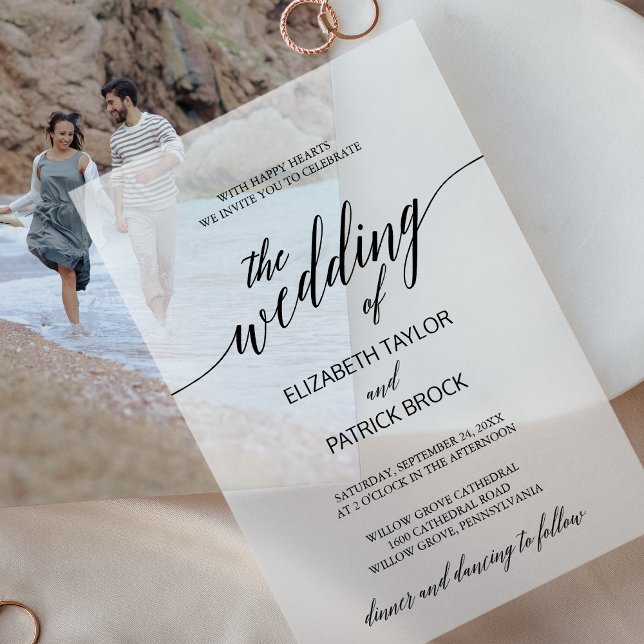 Elegant Calligraphy Simple Modern Minimal Wedding Vellum Invitations (Elegant Calligraphy Simple Modern Minimal Wedding Vellum Invitations)