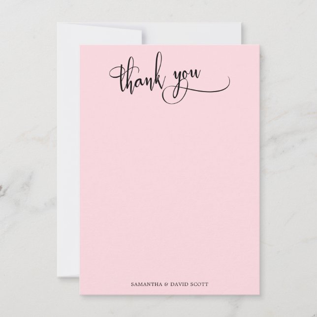 Elegant Calligraphy Simple Pastel Pink Thank You (Front)
