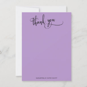 Elegant Calligraphy Simple Purple Thank You Card