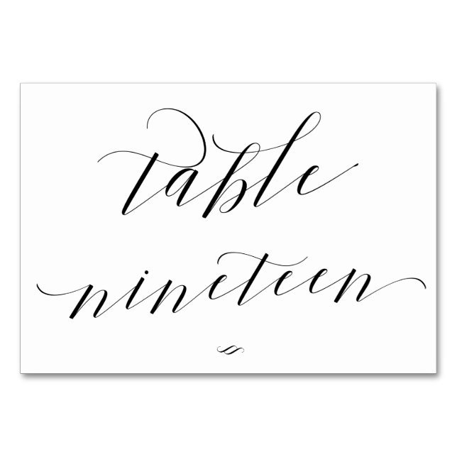 Elegant Calligraphy Table Nineteen Reception Table Number (Front)