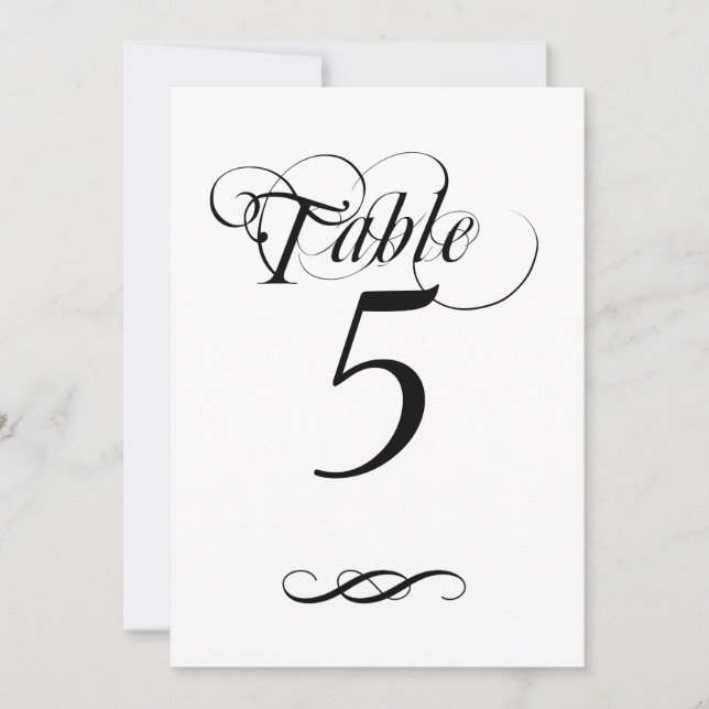 Elegant Calligraphy Table Number (Front)