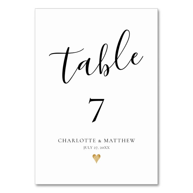 Elegant Calligraphy Table Number (Front)