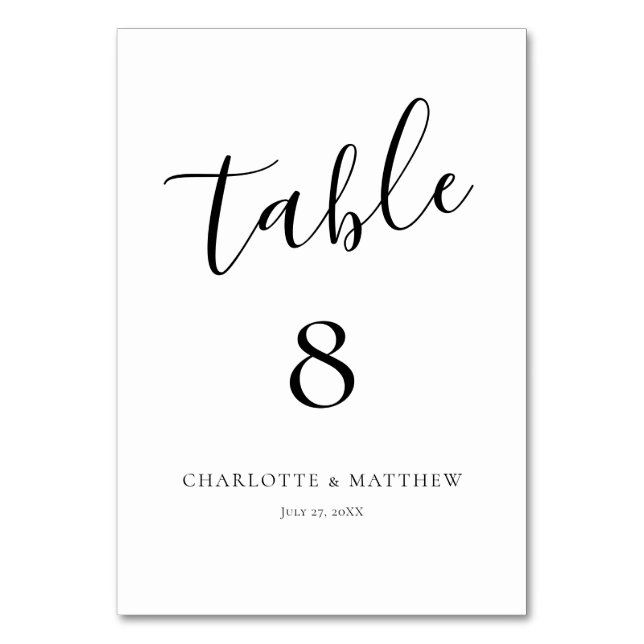 Elegant Calligraphy Table Number (Front)