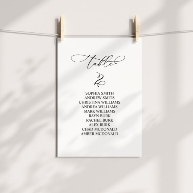 Elegant Calligraphy Table Number 2 Seating Chart (Creator Uploaded)